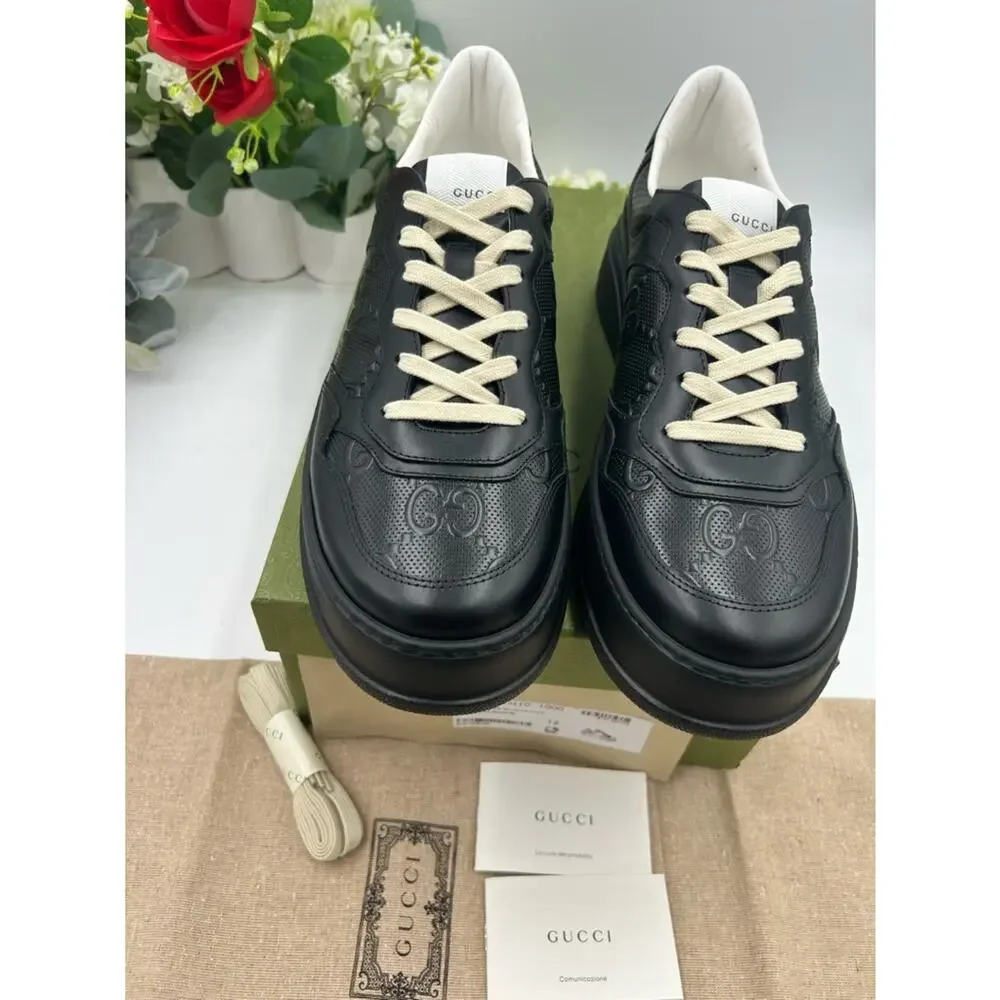 Men's Gucci GG embossed Leather sneakers size 12 made in Italy
